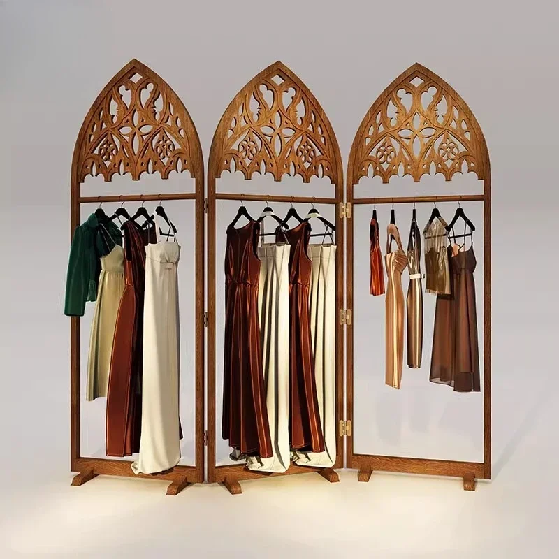 A Folding screen window display rack Display rack Floor-to-ceiling clothes rack