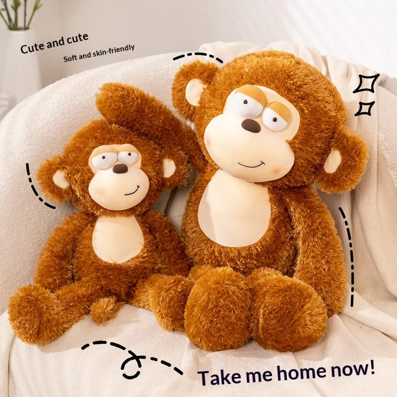 

Generic Sleepy Eyes Monkey Plush Toy Soft Skin Friendly Stuffed Animal Hugging Pillow Comforting Doll For Girls And Kids Bedroom