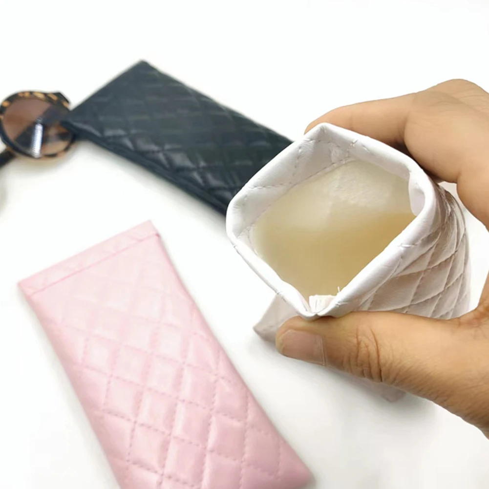 2Pcs PU Leather Eyewear Glasses Storage Case Large Capacity Quilted Eyeglasses Pouch Soft Padded Glasses Bag Birthday Gift Bag