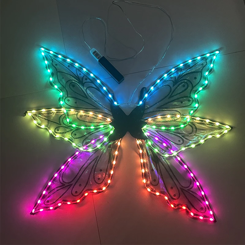 New Design Wings Girls Women Cosplay Costumes Props Performance Dancing Supplies Glowing Colorful Wing App Remote Button Control