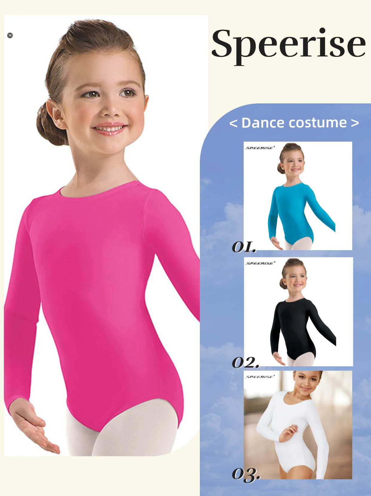 

Speerise Girls Ballet Dance Leotards rose pink Gymnastics Cotton Dance Bodysuits Kids Childern Girl Long Sleeve Ballerina
