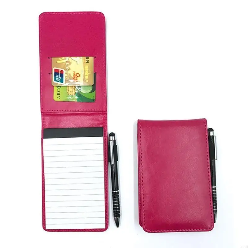 M5TB Mini Pocket Notepad Soporter Conjunto con ranuras bolígrafo Paper forrado grueso Notebook para Conferencia