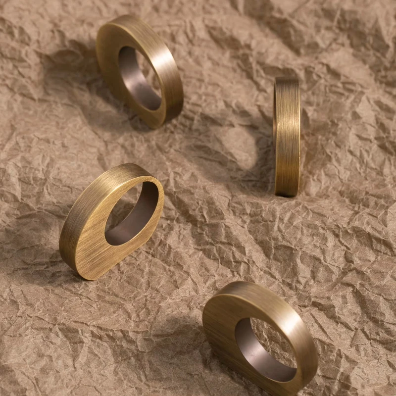 Runde Ringförmige Möbelgriffe für Kommode, Schuhkasten, Schublade, Schrank, Vintage Antik-Bronze Messing Schrank- und Garderobentürknöpfe – Detail 5