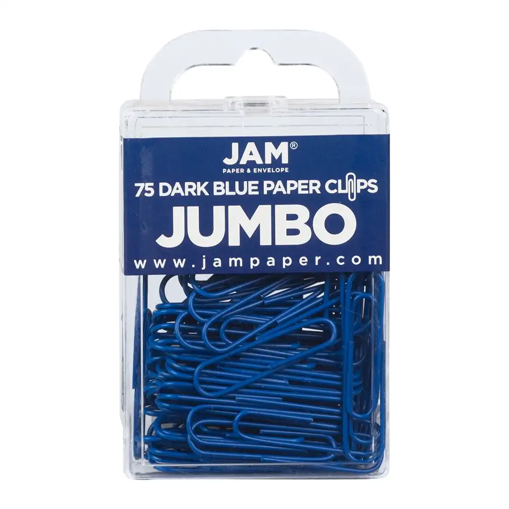 

Зажимы для бумаги Jumbo JAM, темно-синие, 75 шт./упаковка, большие