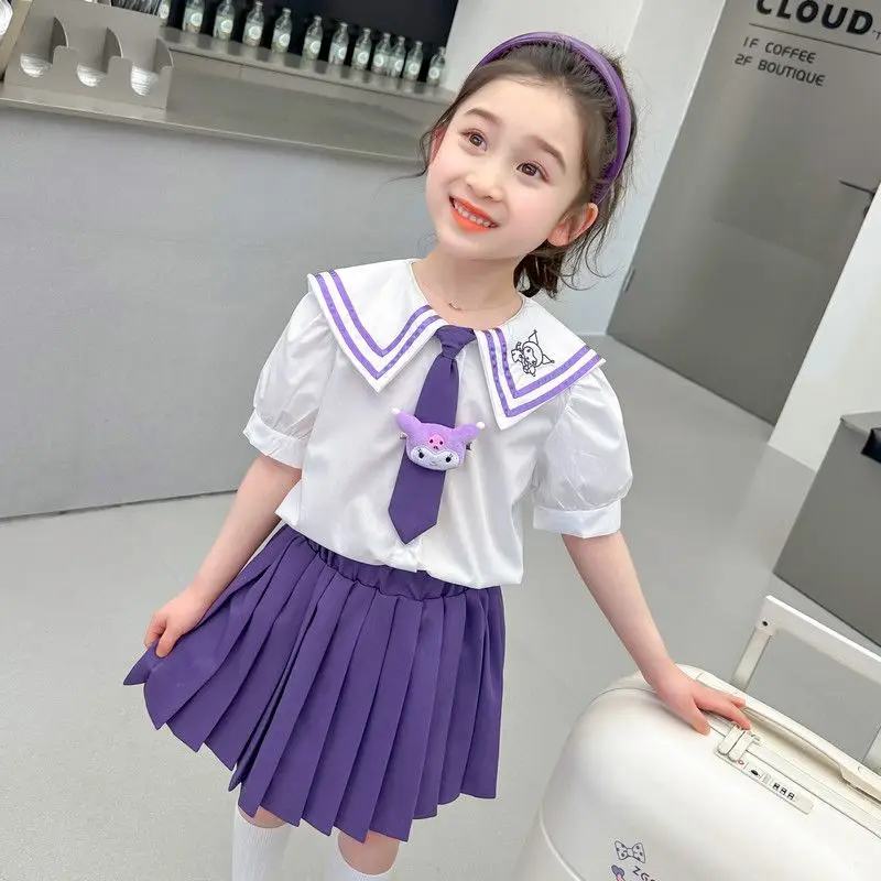 女の子のkawaii sanrios kromijkの衣装、プレッピーシャツ、プリーツスカート、ロリータの衣装、夏の服、女の子のギフト、ファッション