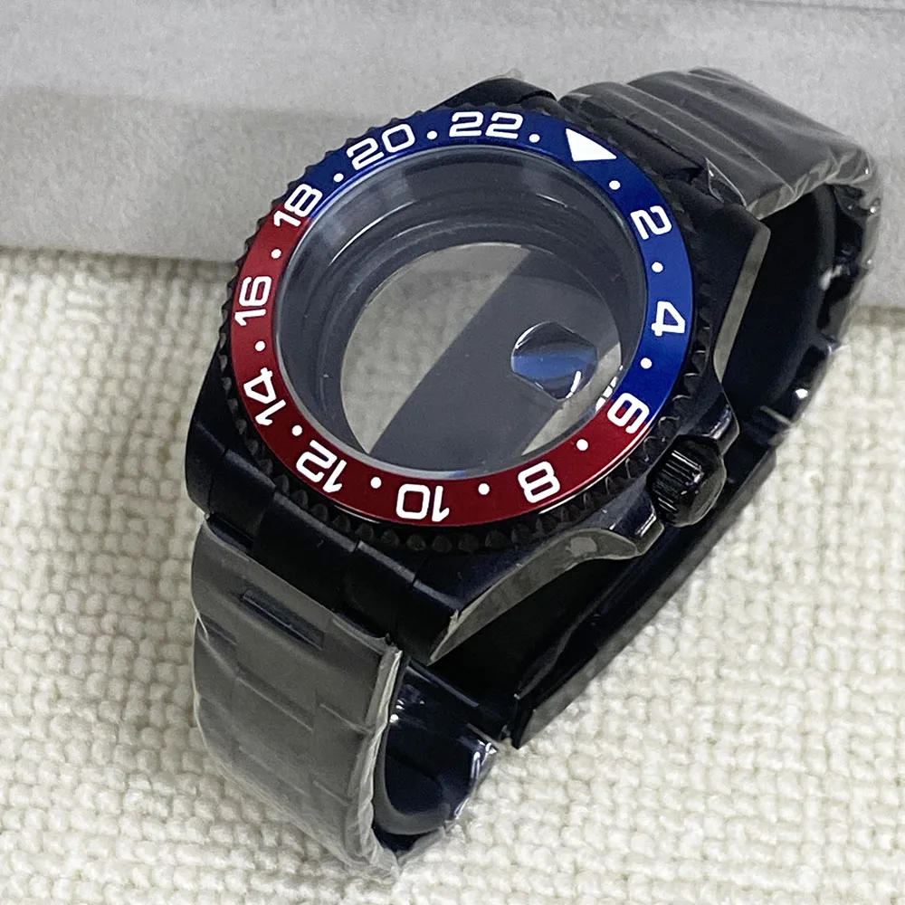 

PVD Black 40MM Men's Watch Black Ceramic GMT Bezel NH34 NH35 NH36 Stainless Steel Two-way Case Sapphire Glass Sliding Buckle