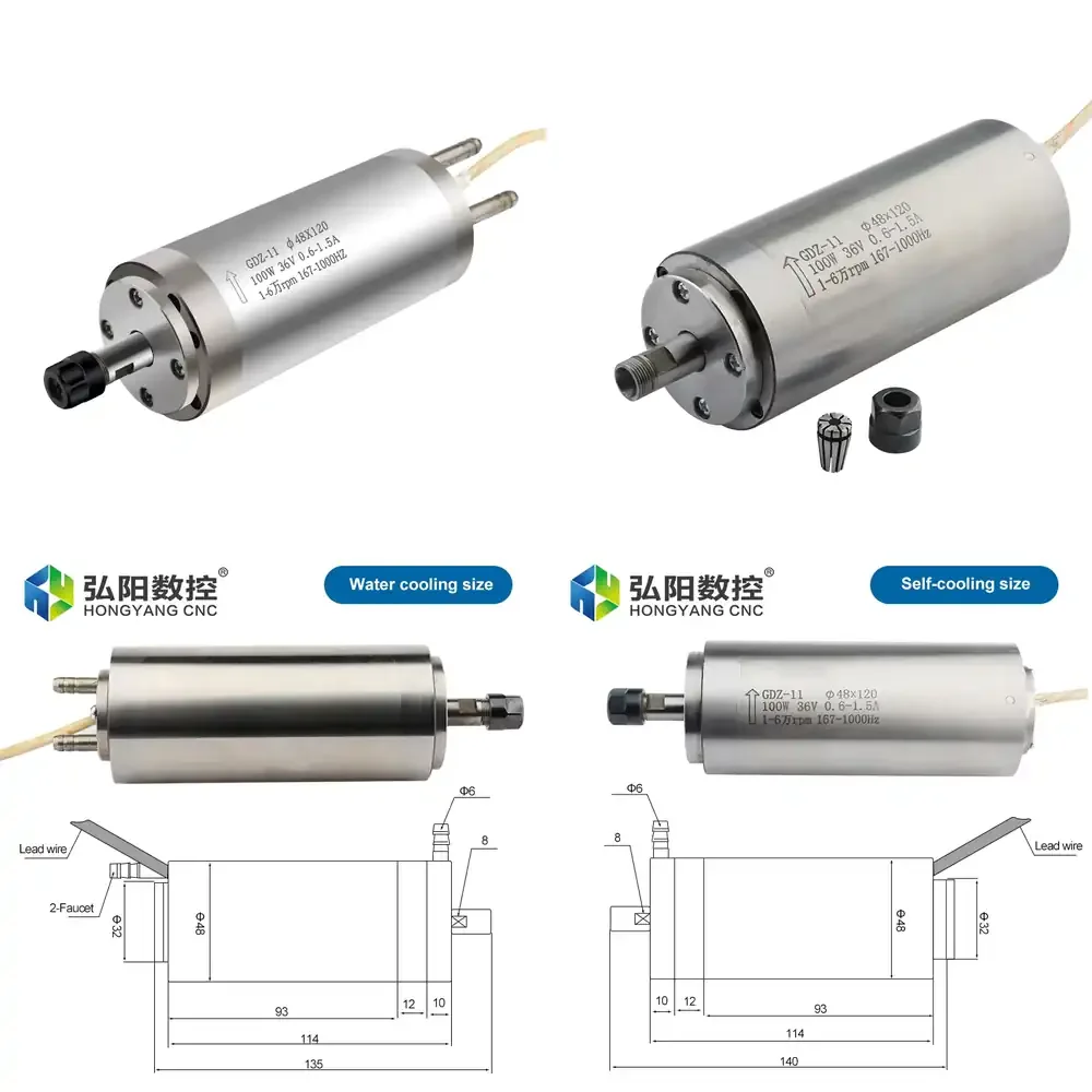 

GDZ-11 Spindle Motor 100W Circuit Board 48mm Perforated Water-Cooled Self-Cooling 60,000 Rpm Cnc Engraving Accessories