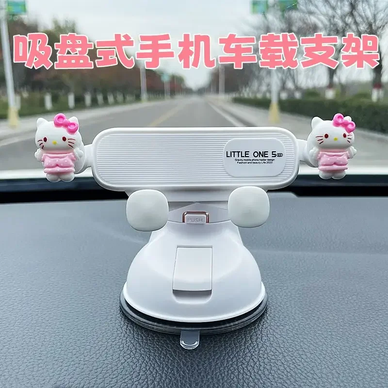 

Sanrio Kawaii Hello Kitty Car Mobile Phone Holder Cinnamoroll Anime Cartoon Universal Car Interior Decoration Navigation Support