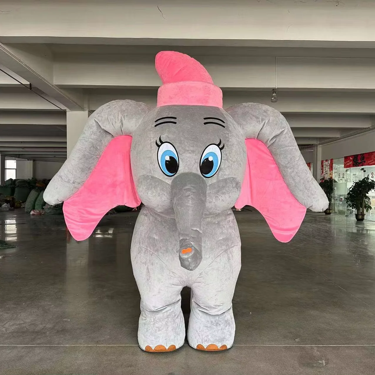 Aufblasbares graues Elefanten-Maskottchen-Kostüm, Cartoon-Aufblasanzüge, Halloween- und Weihnachtsparty-Anzüge, kein Ladegerät, keine Batterie