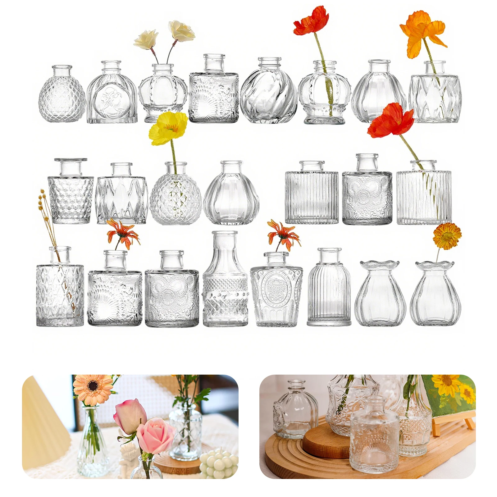 

Glass Bud Vase Set Clear Decorative Vase Clear Glass Bud Vases for Rustic Home Wedding Table Decorations