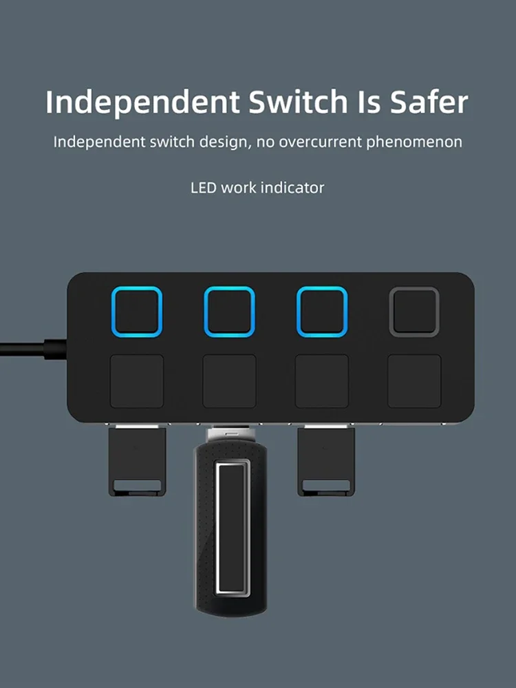 Ultra Data Hub USB Flash Drives 4 portas USB 2.0 Hub Splitter Multi USB Adaptador de alimentação para laptop Computador desktop