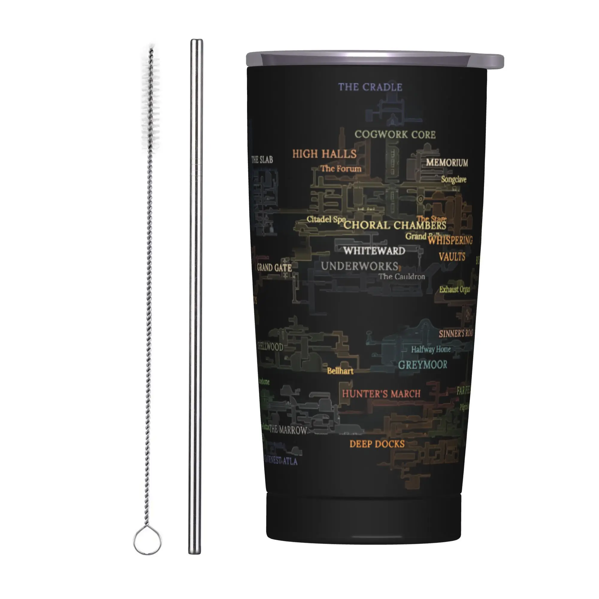 

20 унций Hollow Knight Silksong игровая карта вакуумный изоляционный стакан загадочная кружка офисная портативная с соломенной крышкой чашка бутылка для воды