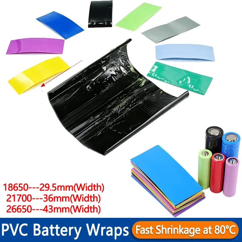 25~2000pcs 18650/21700/26650 Battery Wraps Precut Insulated Batteries Protection Cover Case Sleeving PVC Heat Shrink Tube
