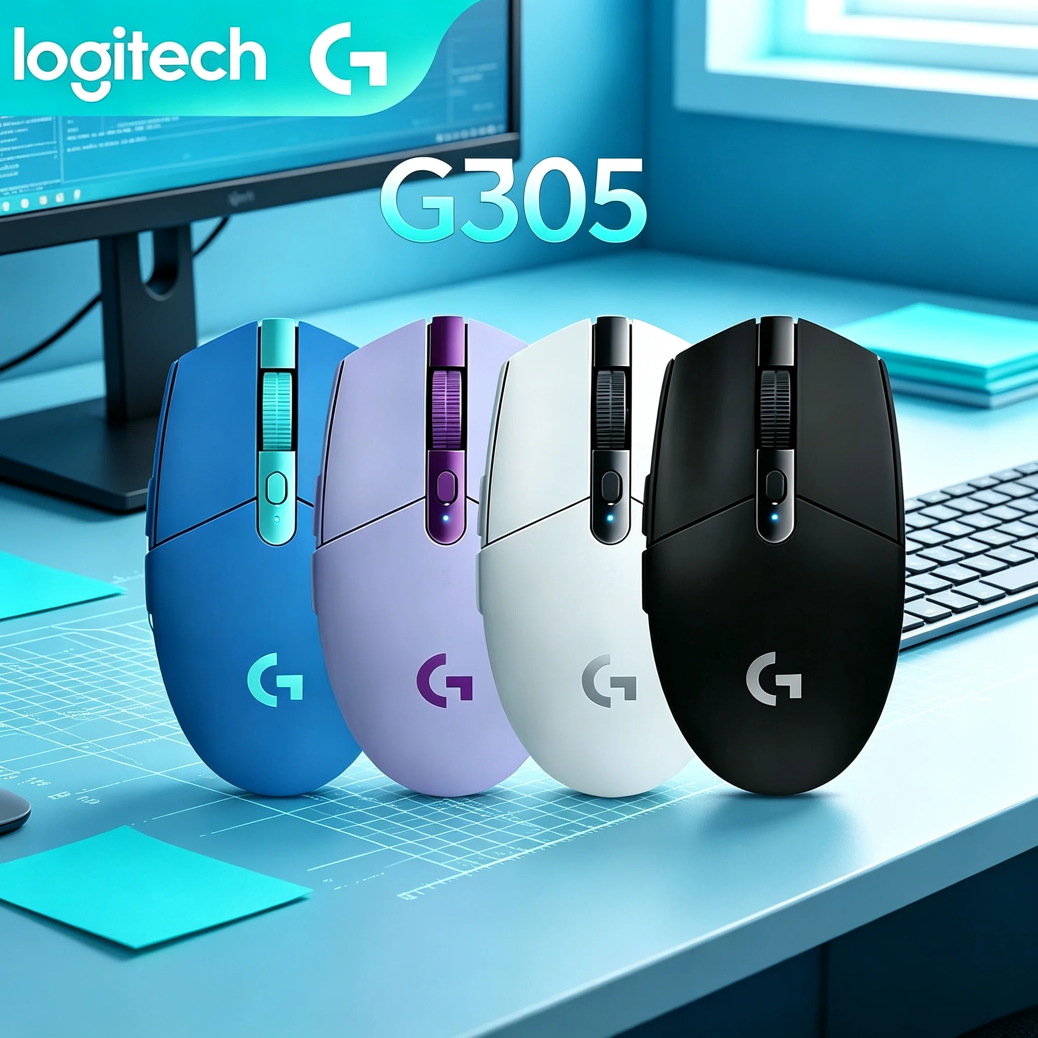 Logitech G305 Portable Wireless Gaming Mouse Long Standby Time Custom Assignable Buttons Multi‑Colour Mice For Desktop Laptop Da