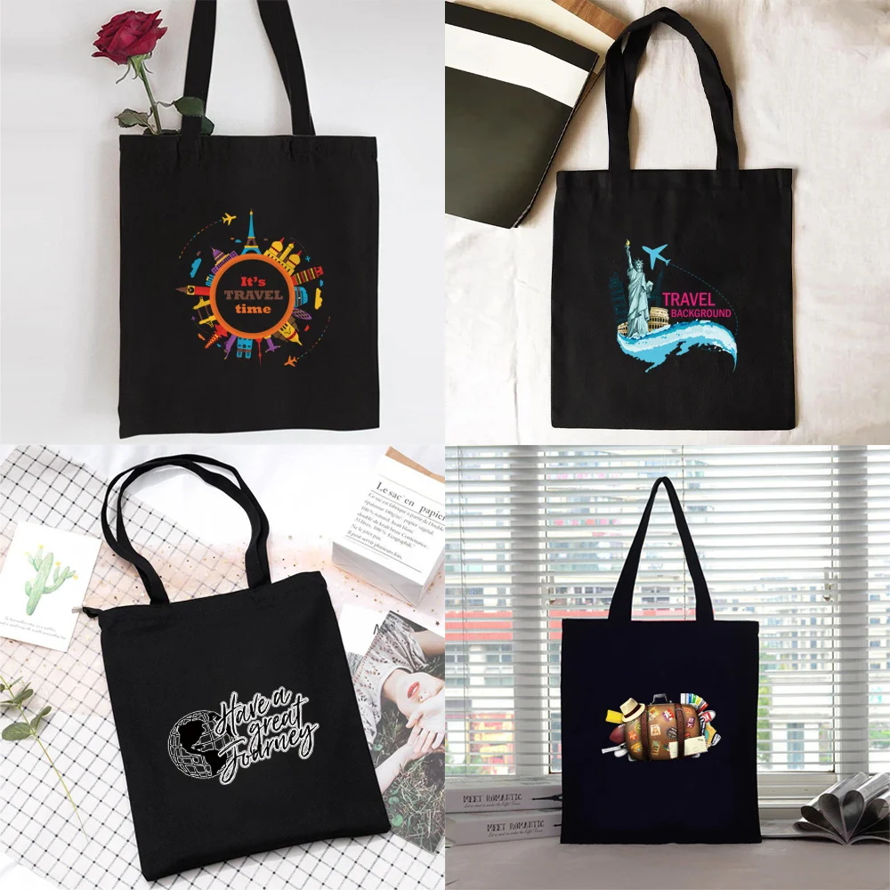 

Shopping Bag Women Handbag Shoulder Bag Ladies Shopper Canvas Bag Reusable Commute Large Capacity School Tote Bag Travel Print