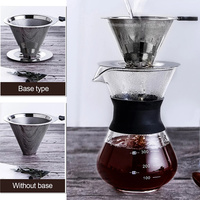 1Pc Reusable Double Layer Stainless Steel Coffee Filter Holder Pour Over Coffees Dripper Mesh Coffee Tea Filter Basket Tools