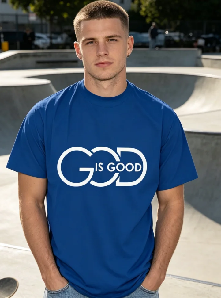 GOD IS GOOD Christian Faith T-Shirt for Men  Inspirational Religious Graphic Tee  Thick Durable Fade-Resistant  Short Sleeve