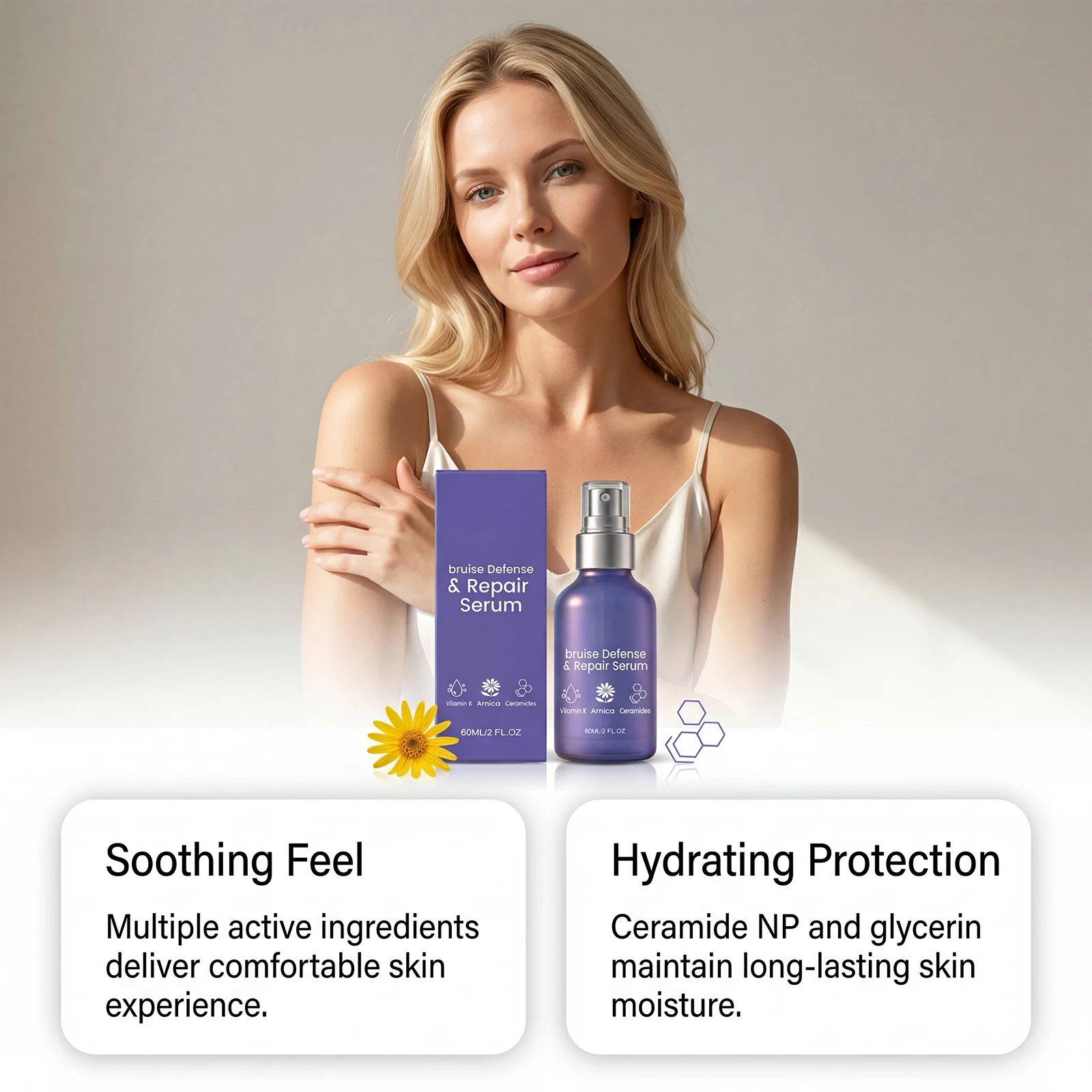 Arnika-Serum-Spray zur Linderung von Prellungen und Verletzungen, Reduziert Rötungen und Schwellungen, Verbessert Pigmentierung, Schnell Einziehendes Körperserum – Detail 2