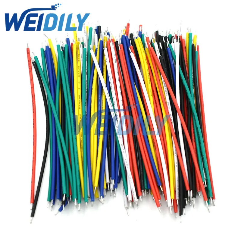 120PCS UL1007 24AWG Breadboard Jumper Cable Wires Kit 8cm Fly Jumper Wire Cable Tin Conductor Wires 5 Colors PCB Solder Cable