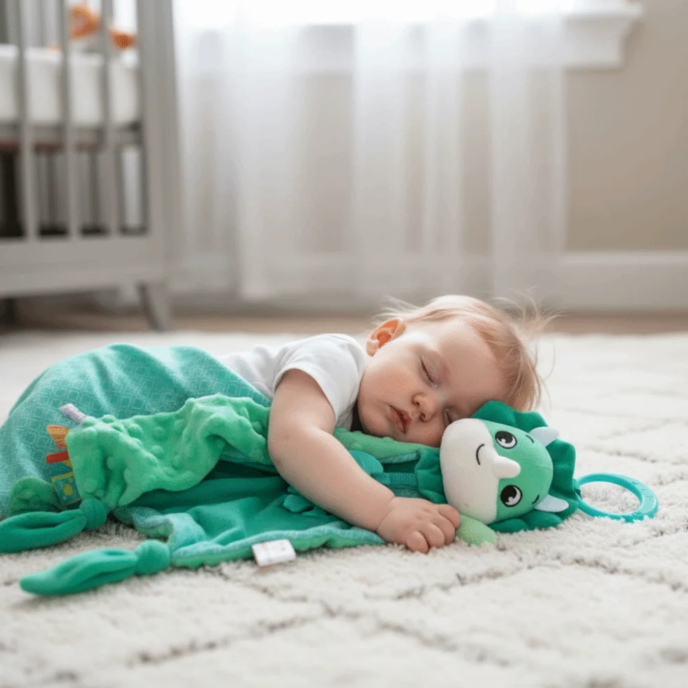 Soothe Reassure Soft Security Blanket Ringing Bell Spiral Hanging Mobile Tags Cartoon Animal Baby Comforter Crib