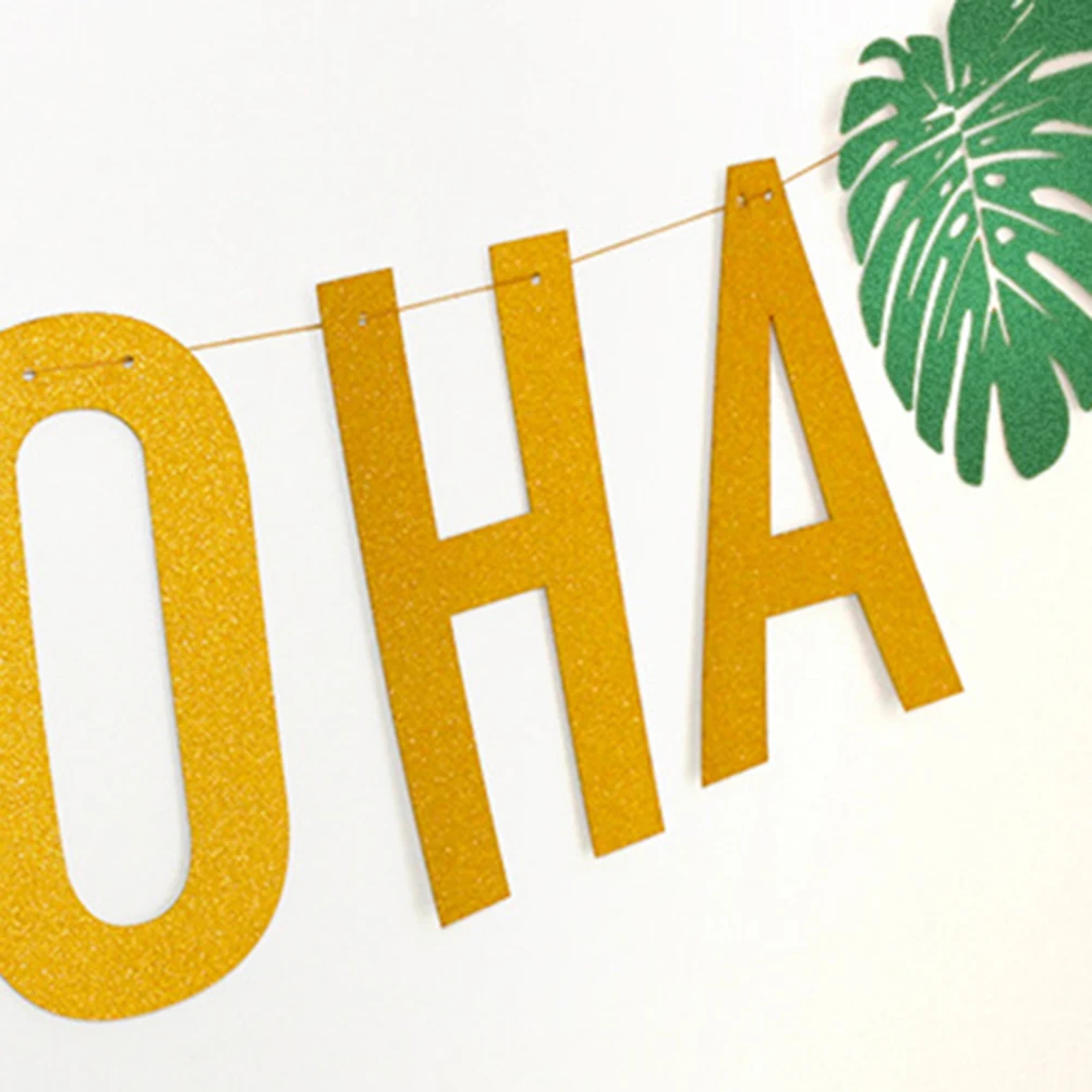 

1 Set ALOHA Flamingo Monstera Banner Set Party Supplies Decorations for Hawaii Luau Party Summer Tropical Party (DFQ133 +