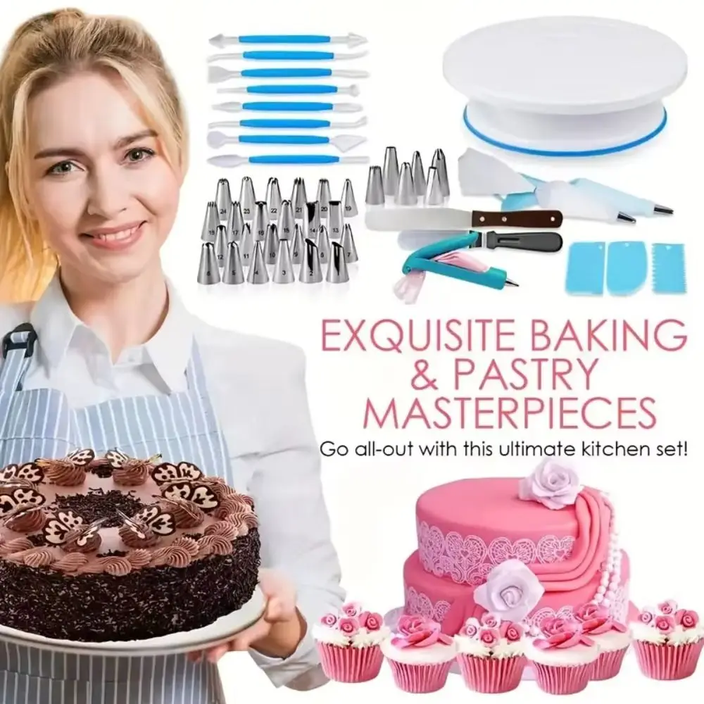 

207Pcs Professional Cake Decorating Tools Kit Multi-functional Easy To Clean Pastry Turntable Kit Rust-proof Creative
