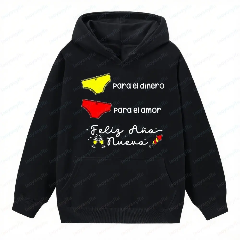 سنة جديدة سعيدة 2026 ملابس إسبانية مضحكة سنة جديدة سعيدة هوديس المرأة أحدث طراز عصري ملابس الشارع الشهير ملابس عطلة فريدة من نوعها #3