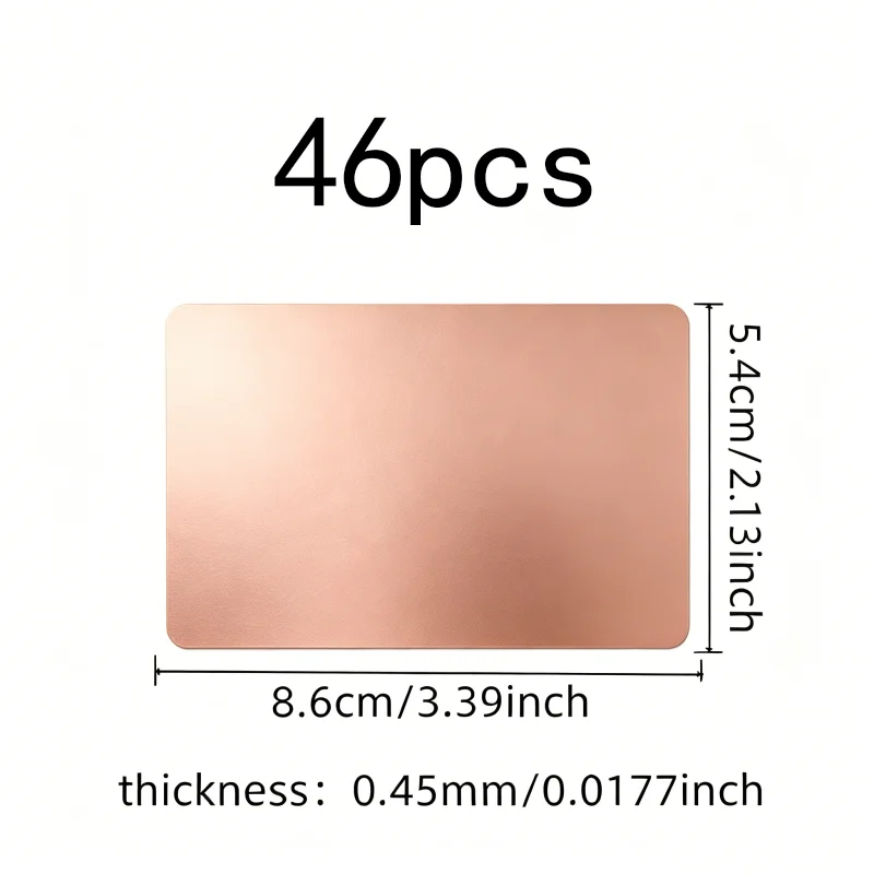 46 pcs 45mm.45mm Aluminum Cards, 0.45mm Thin Lightweight and Perfect for Laser Marking, ideal for Gift Name Cards