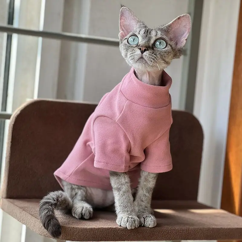 Immagine 5: Maglietta a collo alto calda per gatti senza pelo, con fondo morbido, per primavera, autunno e inverno, per gatti Sphynx e Devon Rex