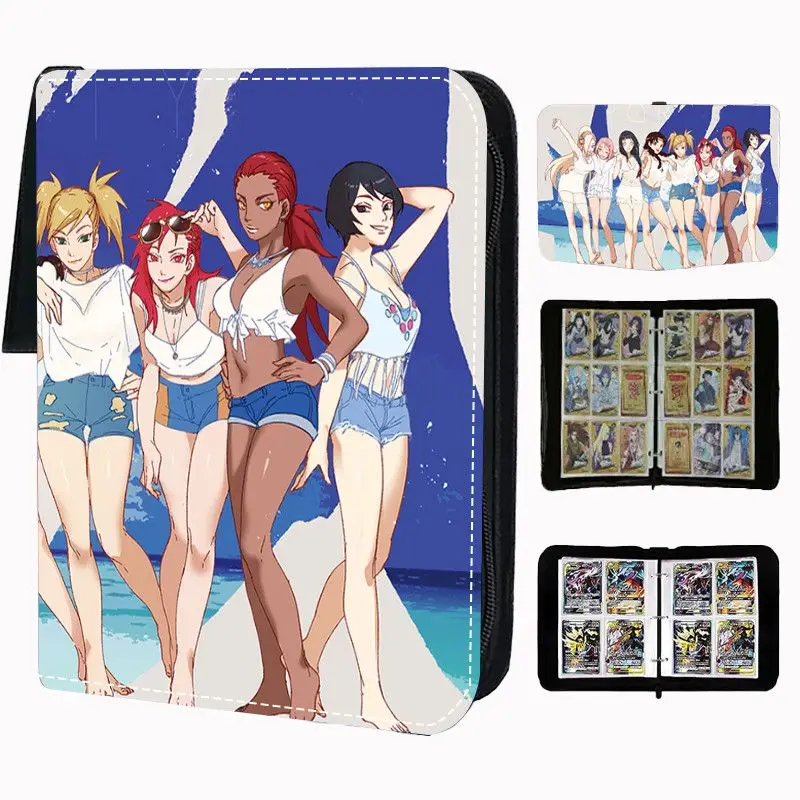 ナルトカードバインダー 4/9ポケットトレーディングカードホルダー アニメカードバインダー 50枚のインナーページ付き ジッパーホルダー 最大900枚収納可能 おもちゃギフト
