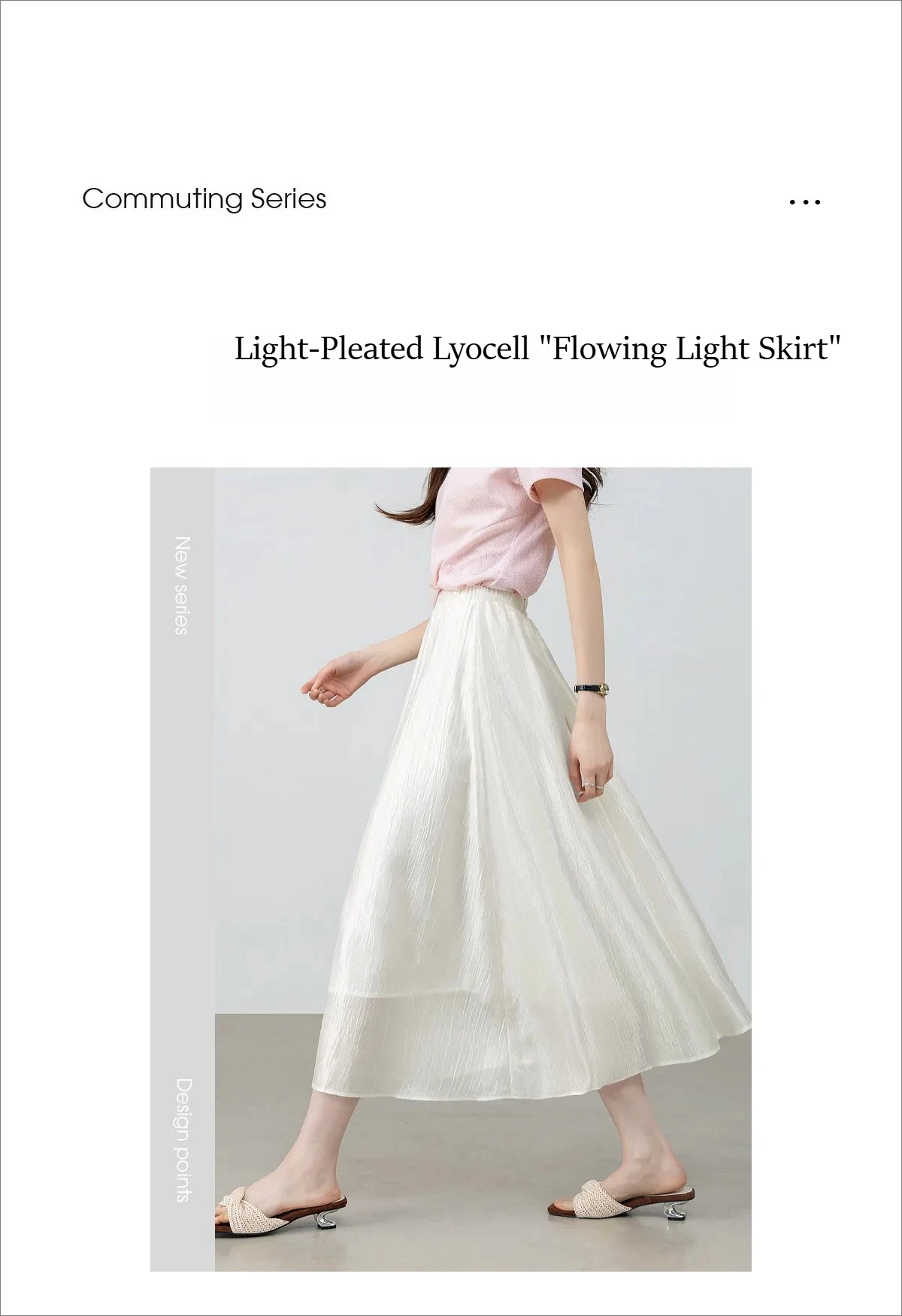 SENTUBILA Eleganter Satin-Plissee-Midirock für Damen, Sommer 2026, elastische Taille, glänzende Textur, fließender Rock für den Alltag 162QG6653 – Detail 3