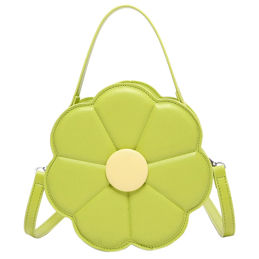 Bolsa de ombro em forma de flor para mulheres e meninas, couro PU, bolsa crossbody da moda, zíper duplo