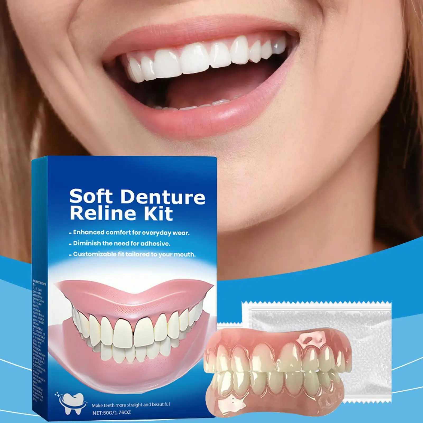 Denture Silicone Kit Silicone Liners Soft Kit Soft Denture Kit Teeth Upper And Lower Set Easy Use Dental Care