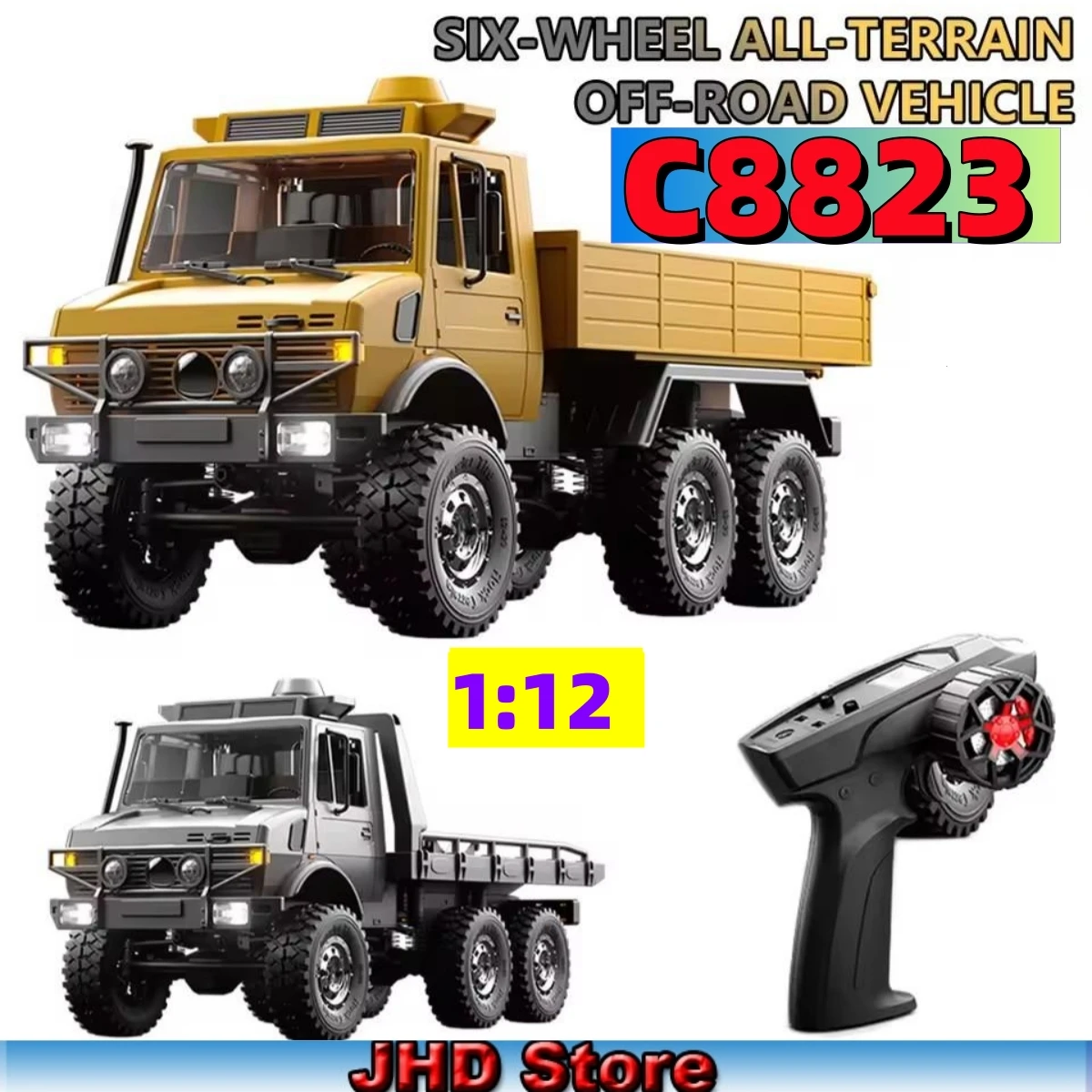 JHD For JJRC C8823 RC Off-Road Remote Control Car 1:18 Unimog Six Wheel Drive Full Proportion Climbing Car