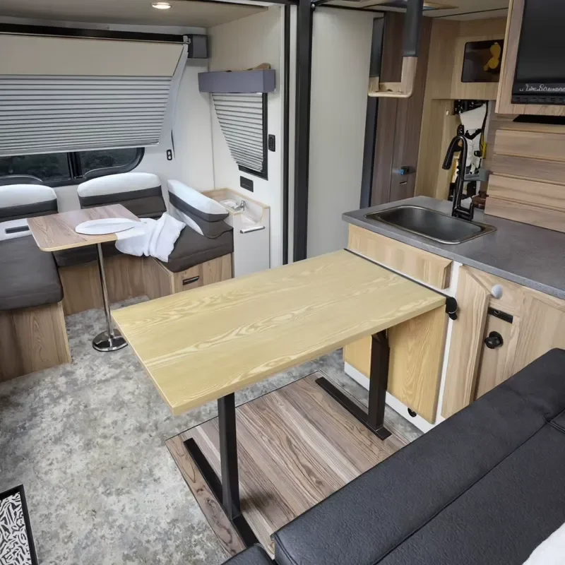 Black Steel Wall Mounted Folding Table Space Saving Retractable Desk for RV Car Camper Durable Compact Design Heavy Duty
