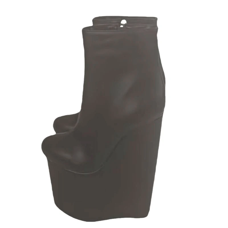 SHOFOO Fashionable women's high-heeled boots. Black matte leather boots. About 18cm heel height. Wedges platform ankle boots.