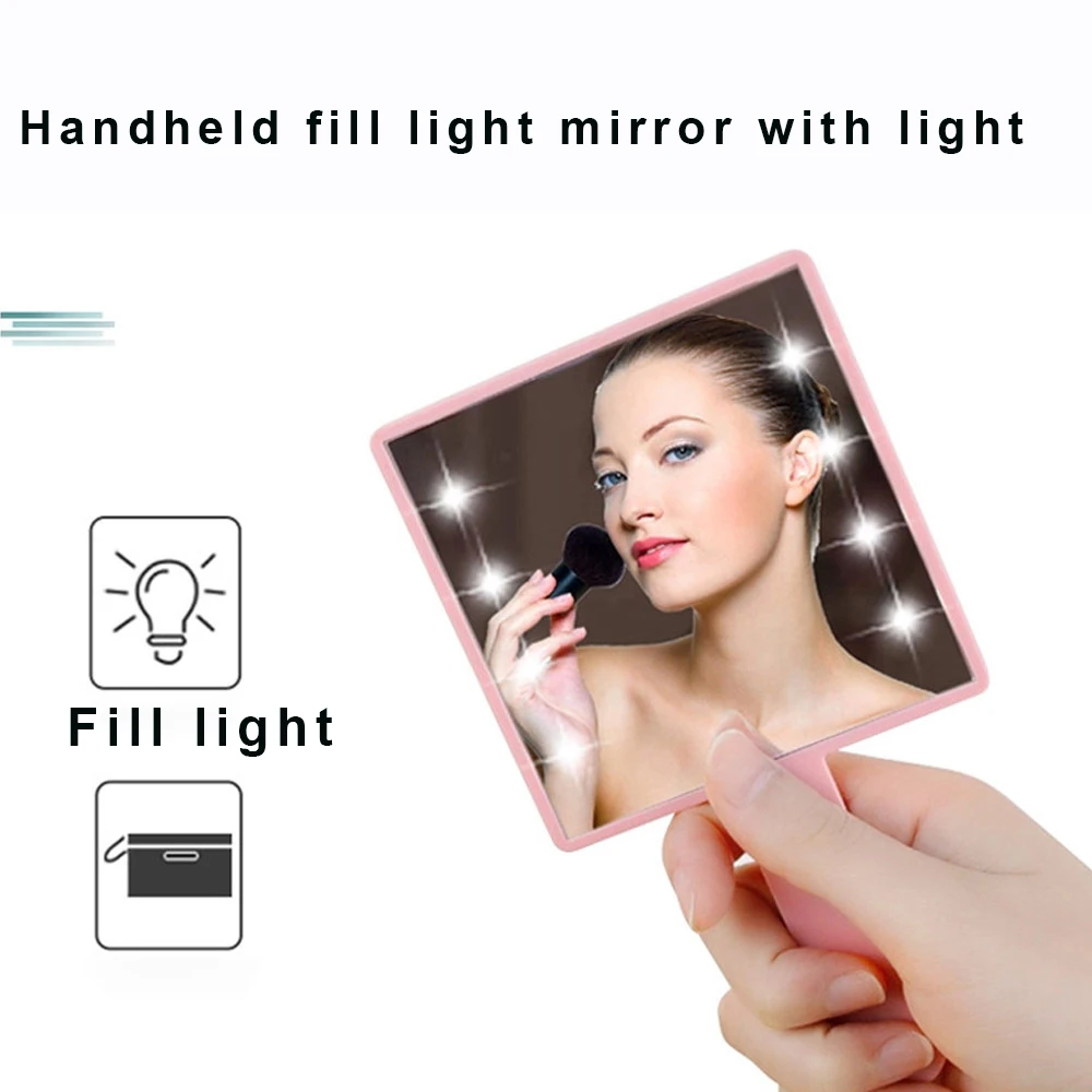 Miroir de maquillage avec lumières, 1 pièce, miroir en verre, lumières LED à intensité variable, Mini miroir de maquillage, pratique pour le rangement
