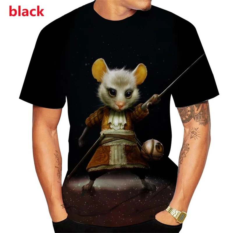 Cute Mouse Graphics T Shirts Summer Fashion Short Sleeve Men Women 3D Animals Rat Printed T-shirts Casual Loose Harajuku Tees