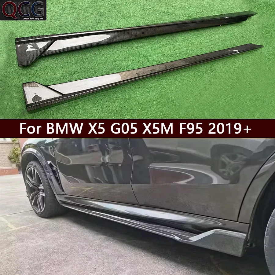 For BMW X5 G05 X5M F95 2019+ Carbon Fiber Side Skirts Side bumper Splitters Side skirt Cupwings Apron Side panel Car Accessories