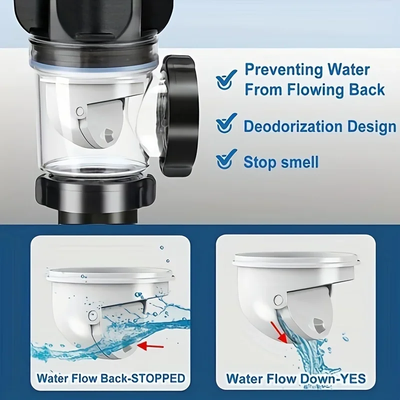1PC Adjustable P-Trap Odor Proof, Durable ABS Sink Drain Pipe, No Clogs Smell, Kitchen/Bath/Laundry, Christmas Halloween Gift