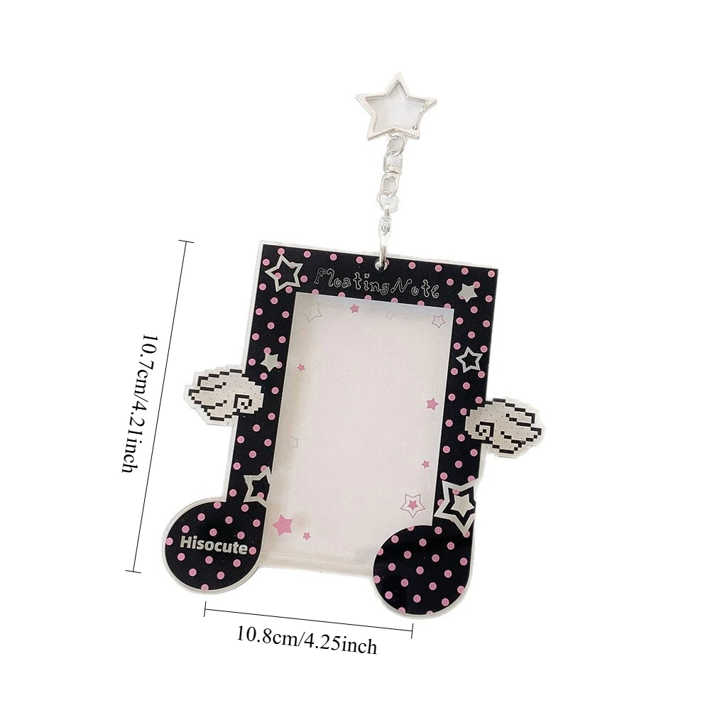 Fashion Kpop Acrylic Musical Note 3in Photo Card Holder Cute Girl Idol Photo Storage Card Bag Student Backpack Pendant Keychain