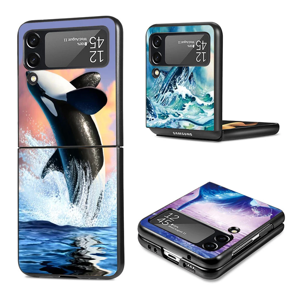 Sea Orcinus Orca Hard PC Back Phone Case for Samsung Galaxy ZFlip 6 5 Z Flip 4 ZFlip6 Z Flip6 5G ZFlip4 Flip3 Zflip5 Cover Galax