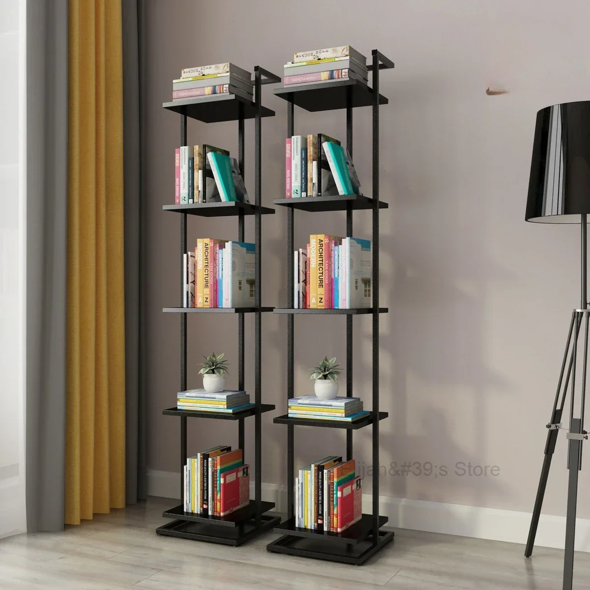 

Modern Simple Bookshelf Narrow Floor Living Room Partition Shelf Iron Bedroom Creative Small Bookcase Home Furniture WKBS