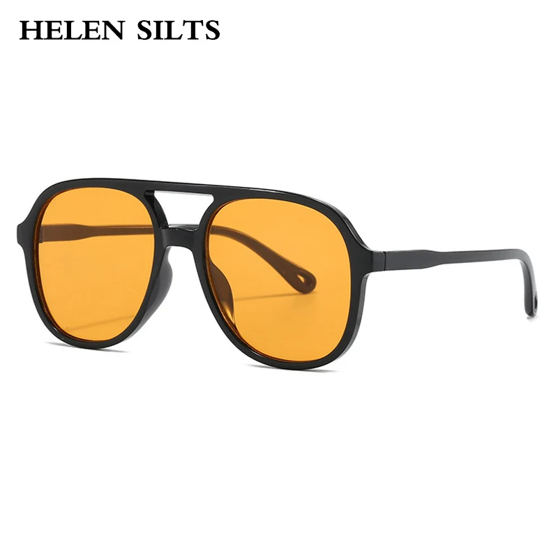 

Retro Double Bridge Pilot Sunglasses for Men Women UV400 Fashion Designer Shades with Trending Rivets Luxury Sun Glasses