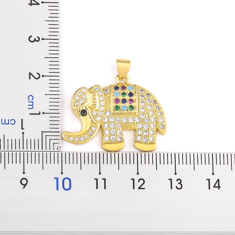 Nidin New Cute Women's Luxury Cubic Zirconia Elephant Pendant Necklace Chain Aesthetic Statement Vintage Jewelry for Girls Gift