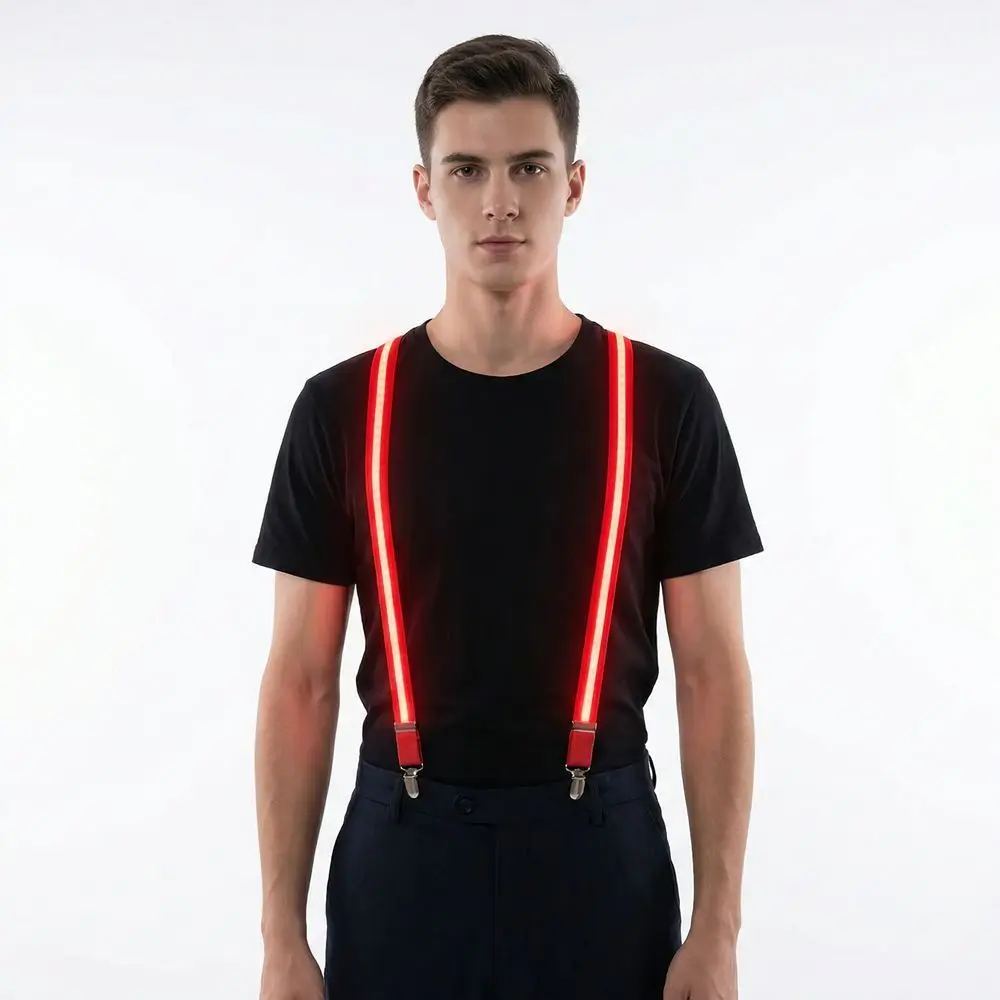 

Y Back Light Up Suspenders Glow-in-the-dark Bright LED Woman Suspenders Hangers Neon Outfits Accessory Men Glow Pants Belt Party