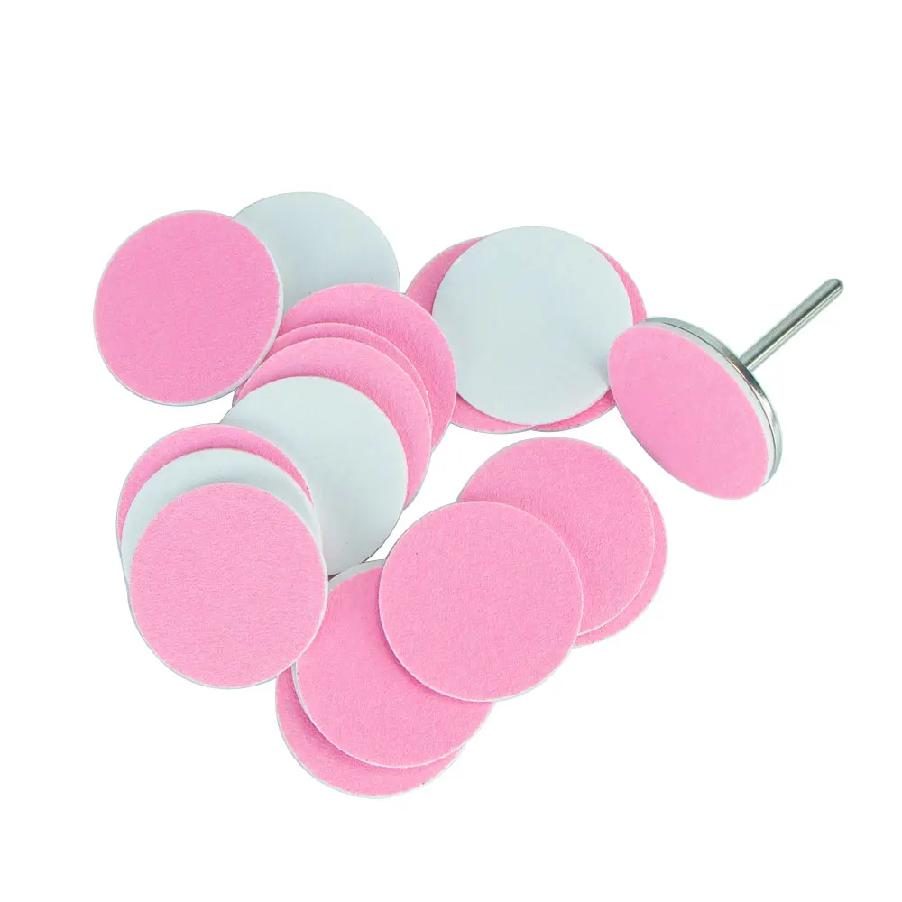 61枚入り/箱 EVA厚手交換用サンドペーパーディスク 25mm サンドペーパー 金属シャフト付きセット 角質除去ツール