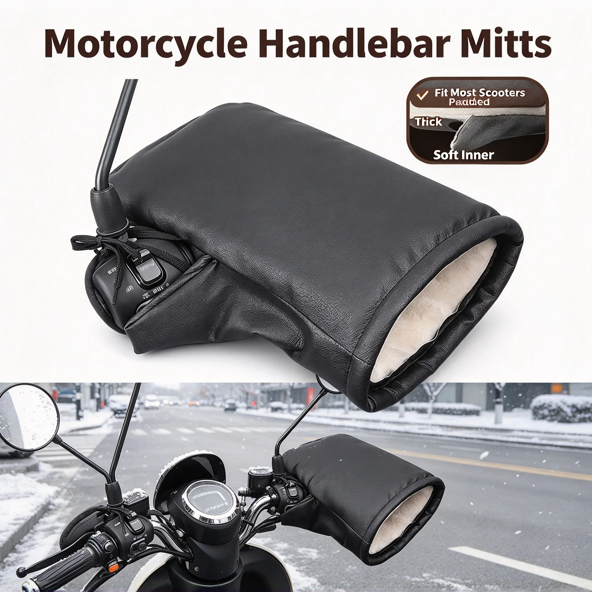 1 Pair Bicycle Handle Cover Motorcycle Handlebar Muffs Winter Mitts Warmer Gloves Waterproof Handmuffs Hand Covers Warmers