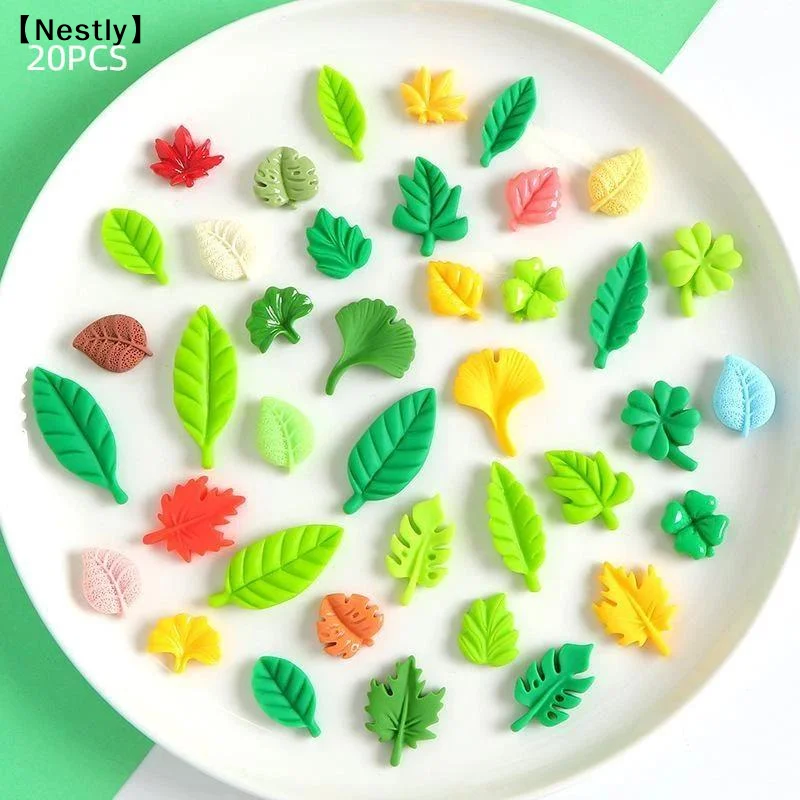 20Pcs Kawaii Cute Mixed Mini Leaves Flat Back Resin Cabochons For Scrapbooking DIY Jewelry Craft Decoration Accessories〔Nest〕