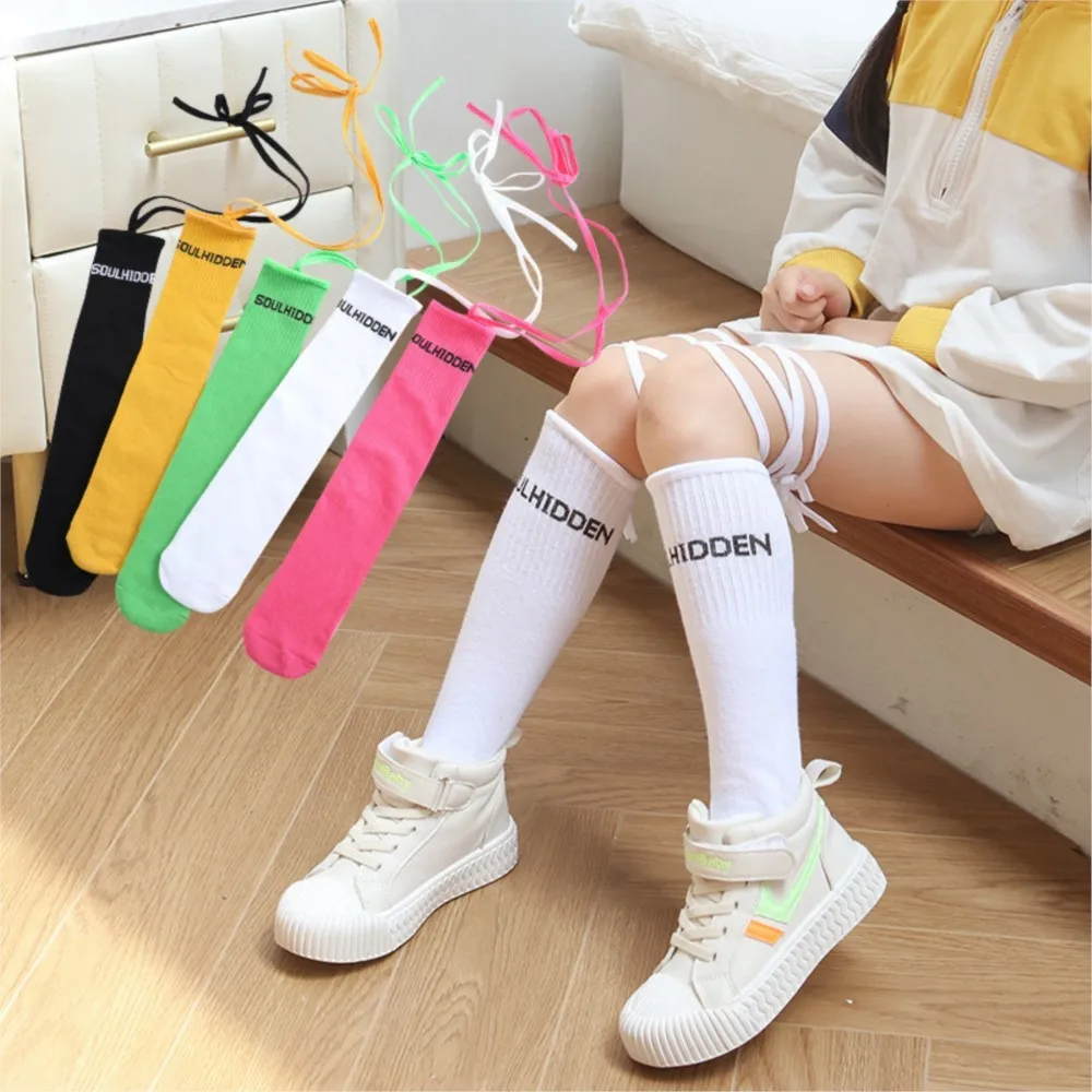 

Children's pantyhose Korean girls strap calf socks online celebrity with cross lace-up socks baby stockings tide.